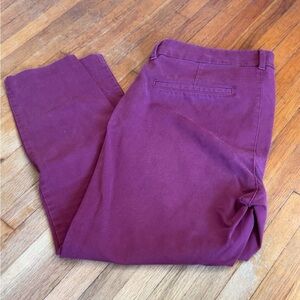 Purple Chinos Straight Leg Cotton Blend